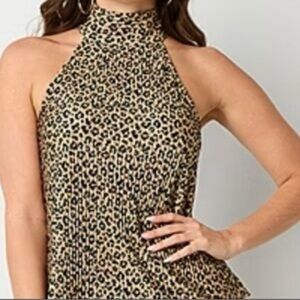 BOLD elements Leopard Print Halter Dress - Beige Black
